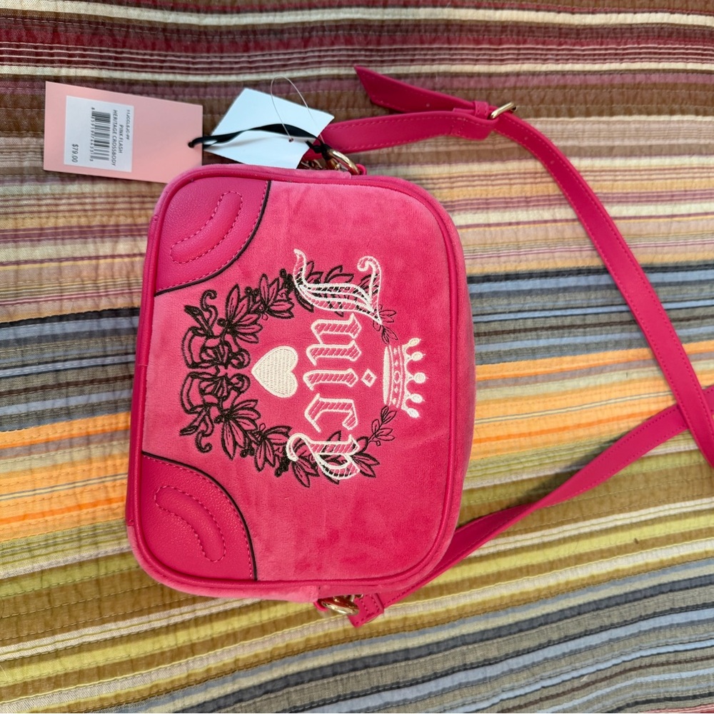 Juicy Couture Pink Embroidered Crossbody Bag